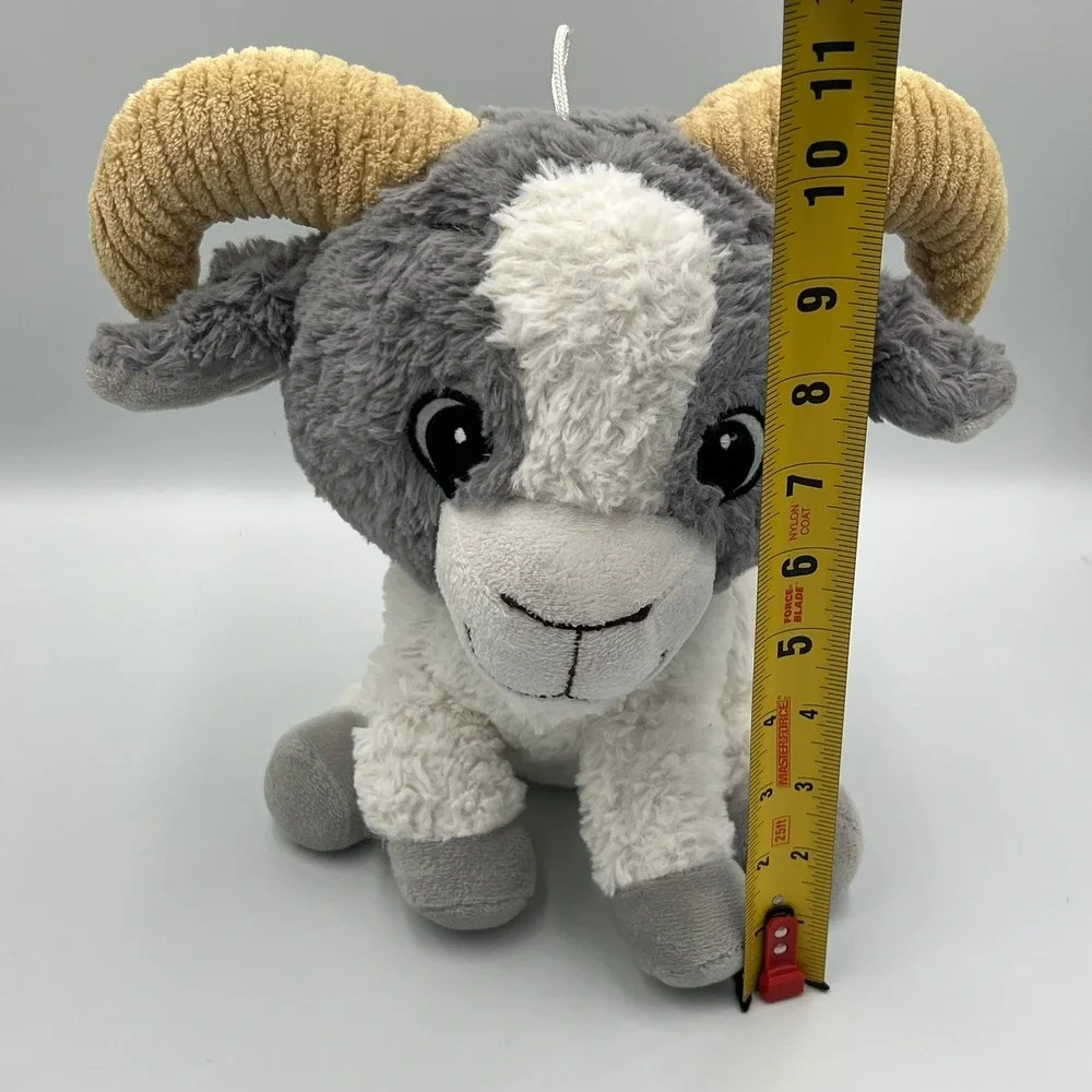 Fiesta Plush Billy Goat Ram 11in Grey White Very Good 1pc Ribbed Horns C17103
